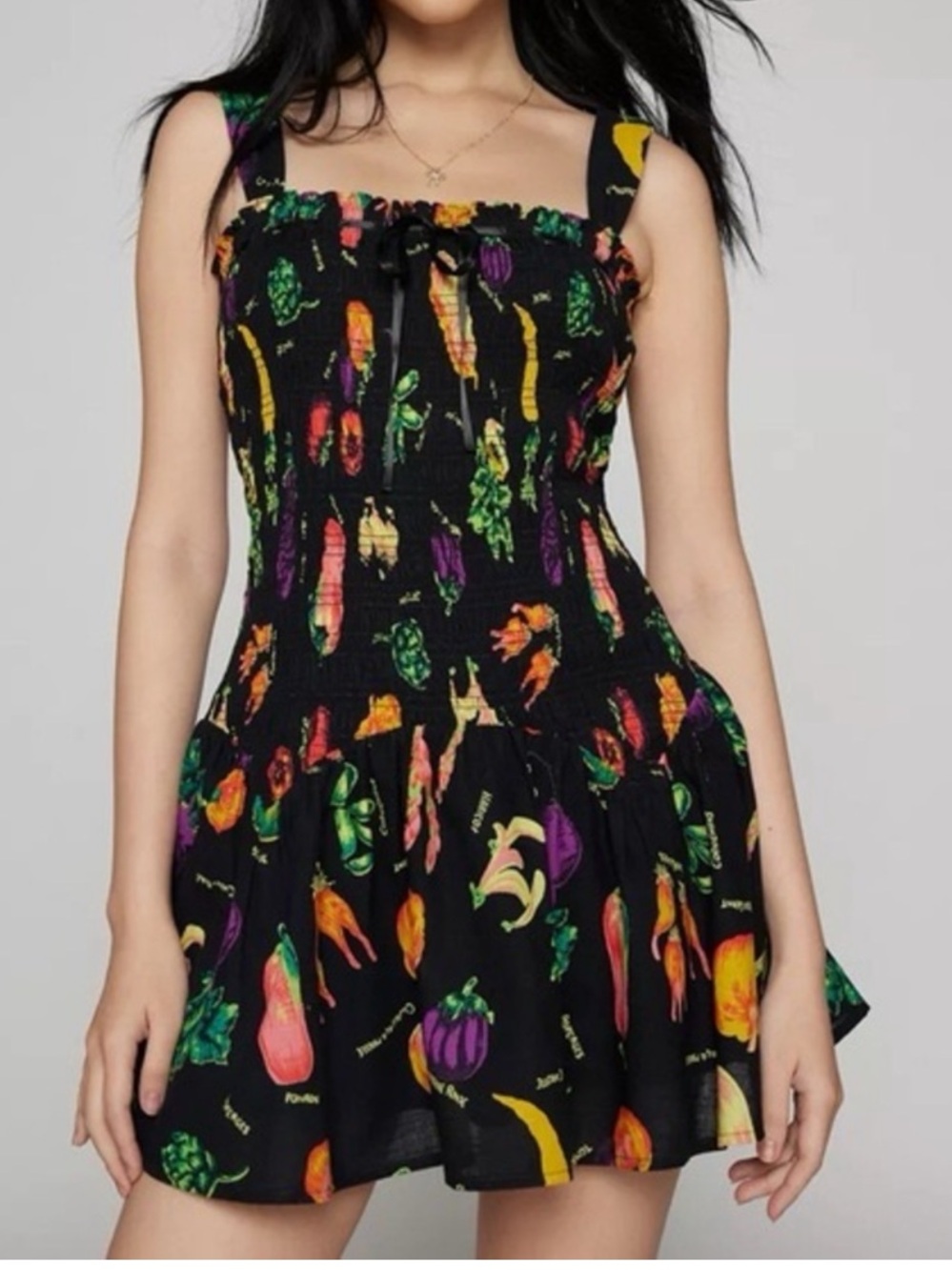 urban outfitters kimchi blue suzette dress black with vegetables